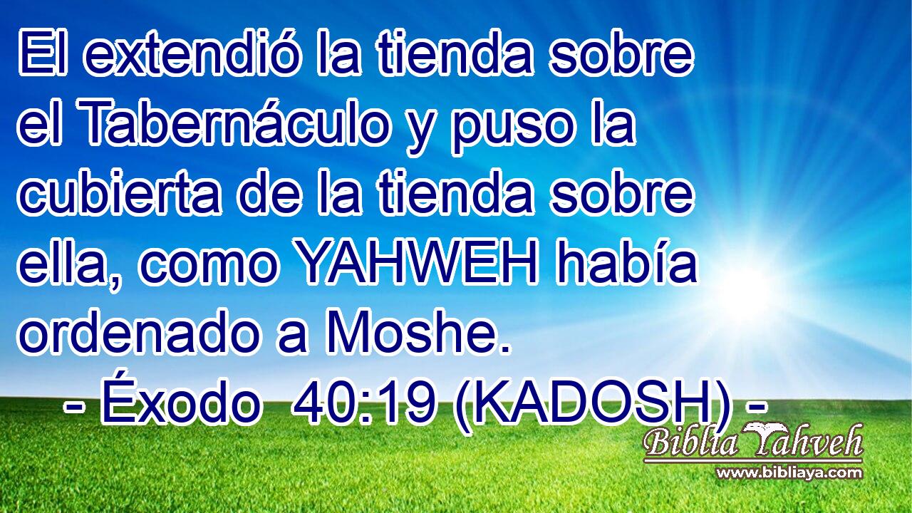  El extendió la tienda sobre el Tabernáculo y puso la cubierta de la tienda sobre ella, como YAHWEH había ordenado a Moshe. 
