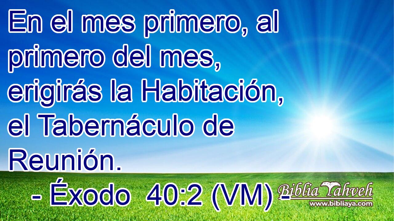  En el mes primero, al primero del mes, erigirás la Habitación, el Tabernáculo de Reunión. 