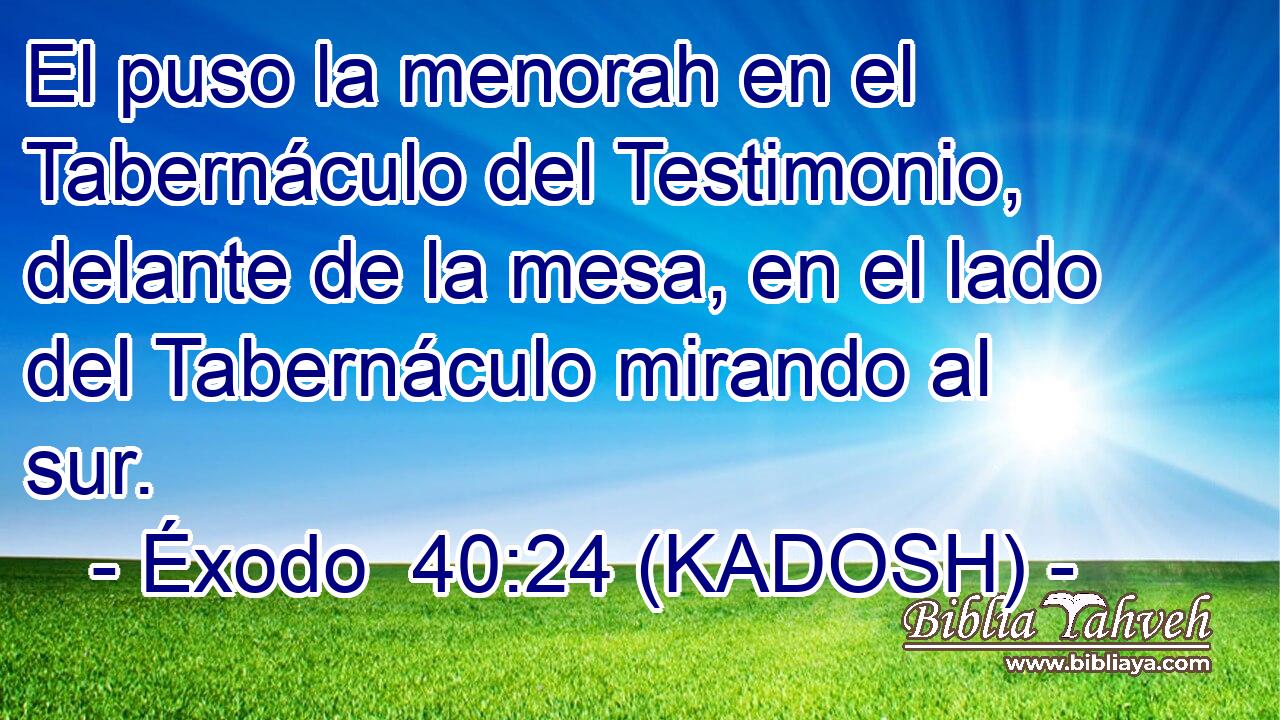 El puso la menorah en el Tabernáculo del Testimonio, delante de la mesa, en el lado del Tabernáculo mirando al sur. 
