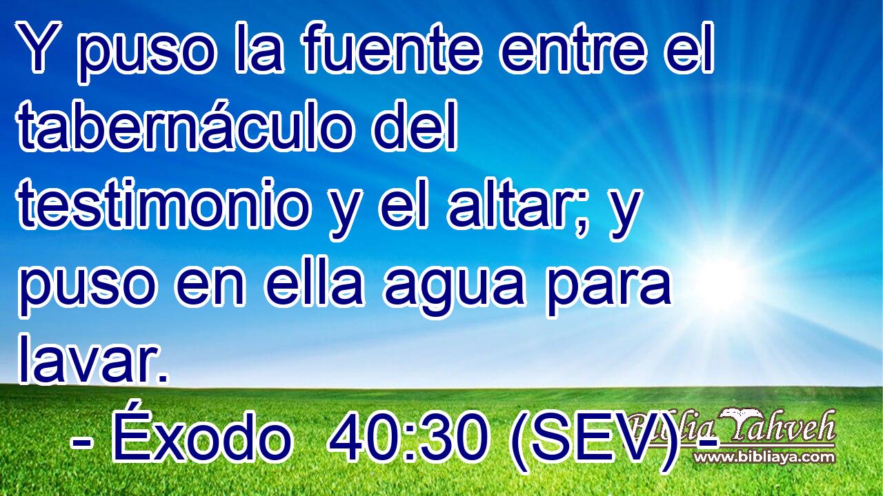 Y puso la fuente entre el tabernáculo del testimonio y el altar; y puso en ella agua para lavar.