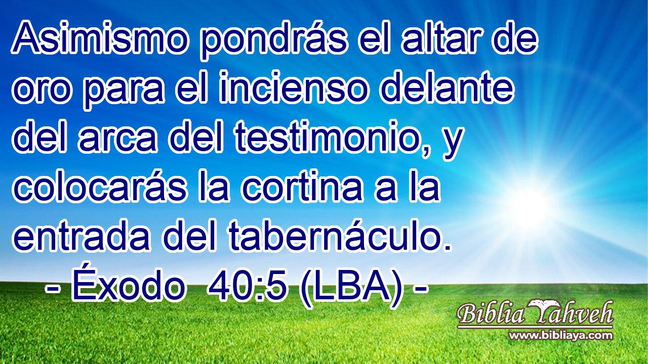 Asimismo pondrás el altar de oro para el incienso delante del arca del testimonio, y colocarás la cortina a la entrada del tabernáculo.