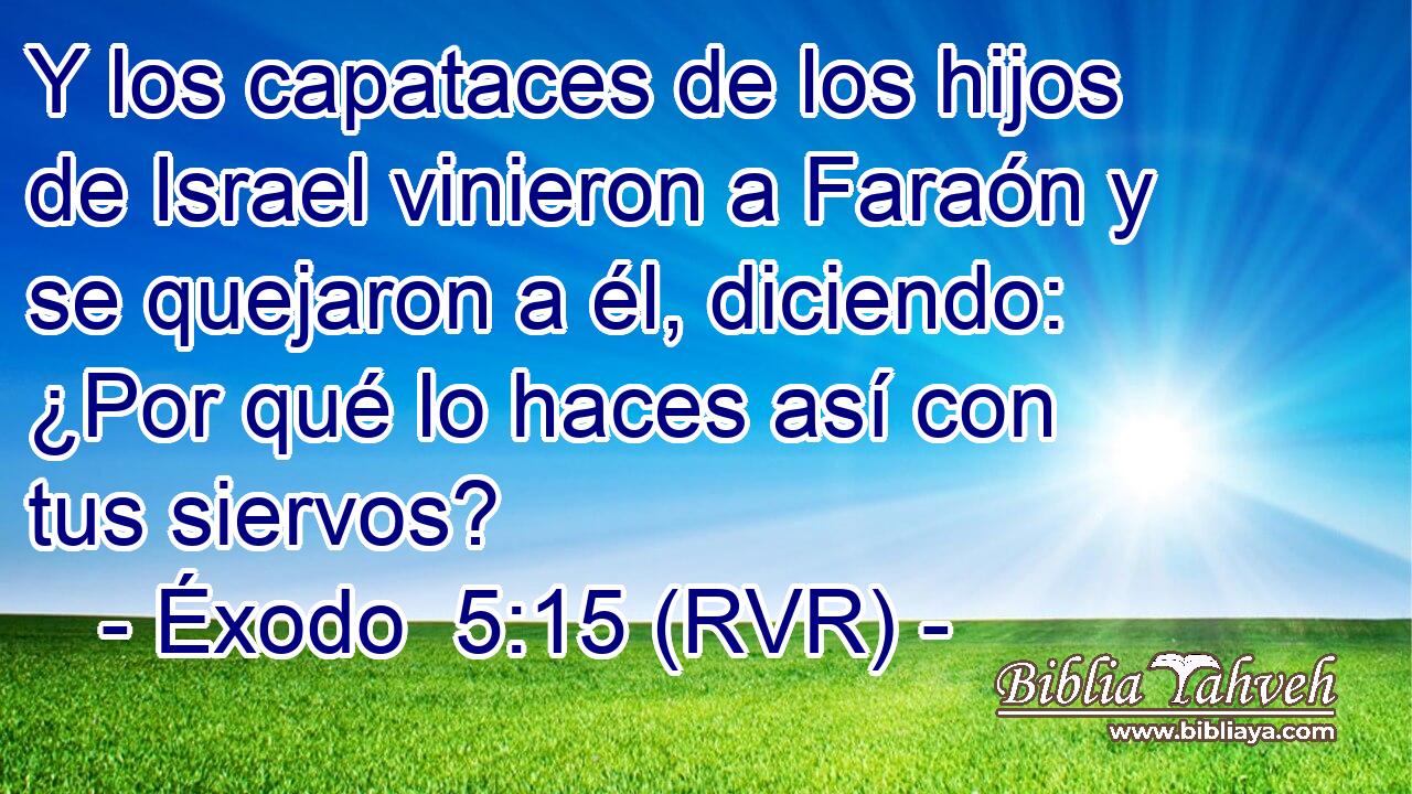Y los capataces de los hijos de Israel vinieron a Faraón y se quejaron a él, diciendo: ¿Por qué lo haces así con tus siervos?