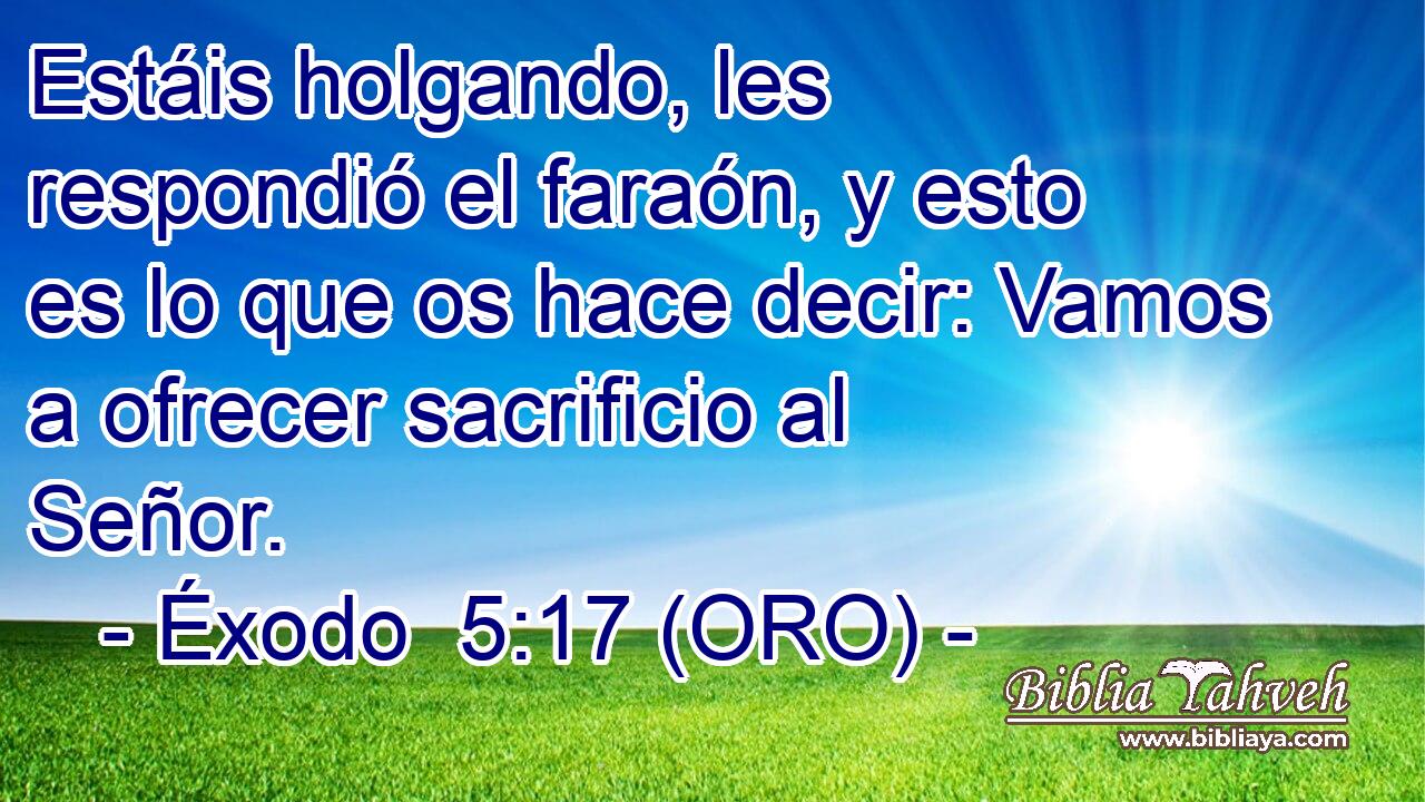  Estáis holgando, les respondió el faraón, y esto es lo que os hace decir: Vamos a ofrecer sacrificio al Señor. 