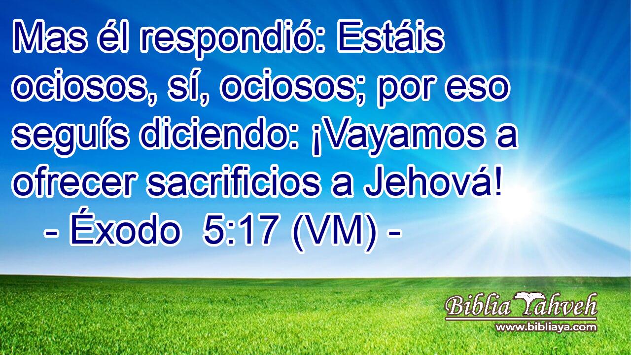  Mas él respondió: Estáis ociosos, sí, ociosos; por eso seguís diciendo: ¡Vayamos a ofrecer sacrificios a Jehová! 