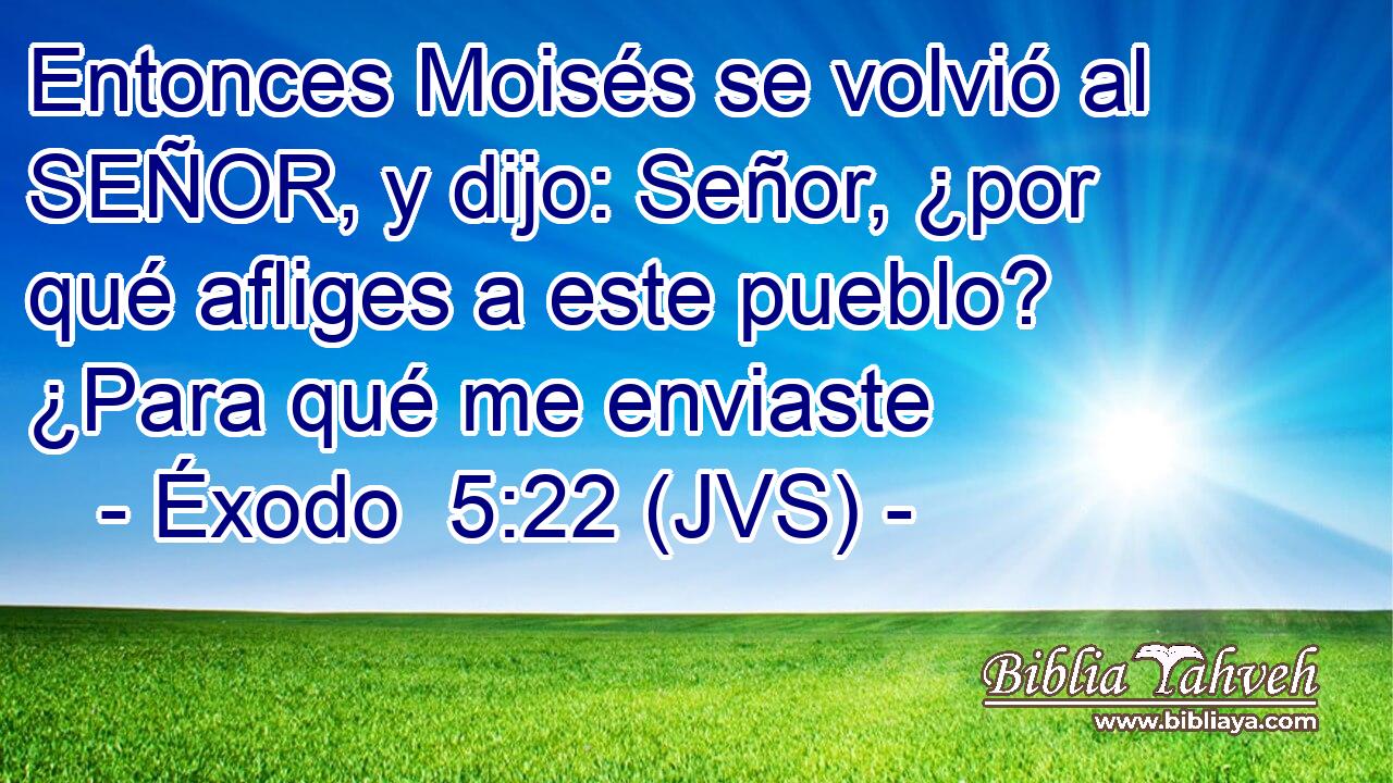 Entonces Moisés se volvió al SEÑOR, y dijo: Señor, ¿por qué afliges a este pueblo? ¿Para qué me enviaste