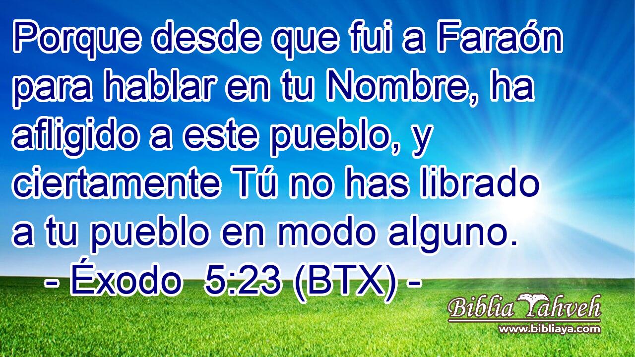 Porque desde que fui a Faraón para hablar en tu Nombre, ha afligido a este pueblo, y ciertamente Tú no has librado a tu pueblo en modo alguno.