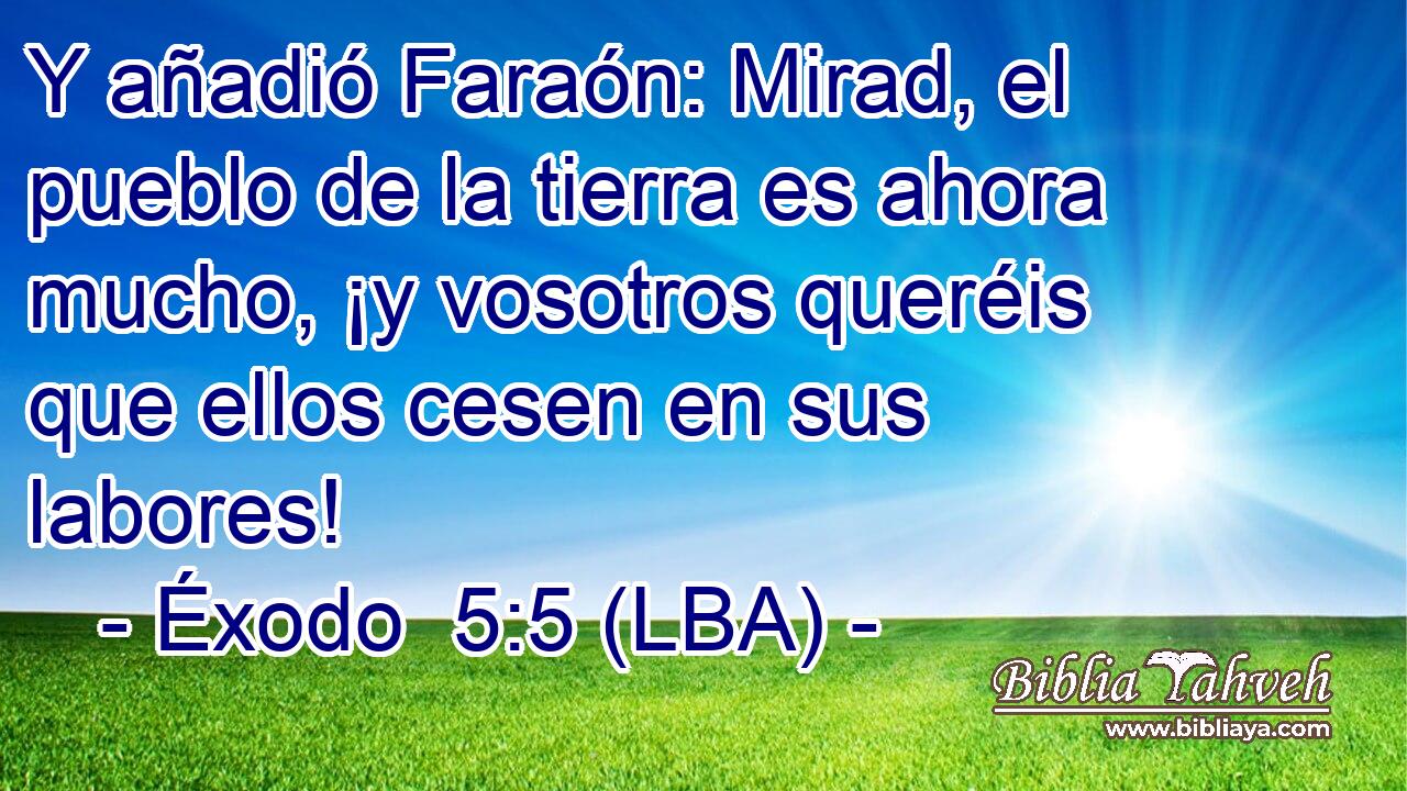 Y añadió Faraón: Mirad, el pueblo de la tierra es ahora mucho, ¡y vosotros queréis que ellos cesen en sus labores!