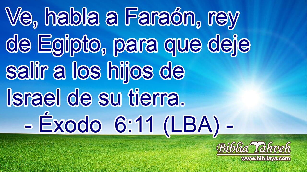 Ve, habla a Faraón, rey de Egipto, para que deje salir a los hijos de Israel de su tierra.