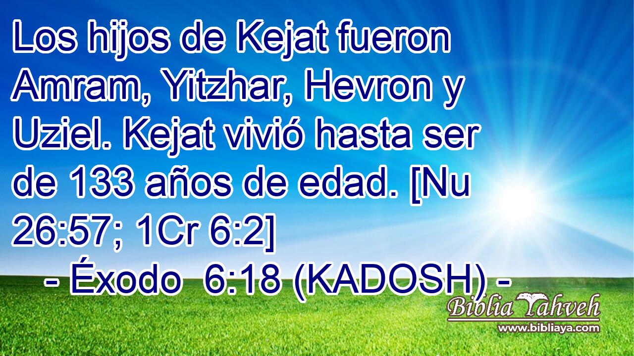  Los hijos de Kejat fueron Amram, Yitzhar, Hevron y Uziel. Kejat vivió hasta ser de 133 años de edad. [Nu 26:57; 1Cr 6:2] 