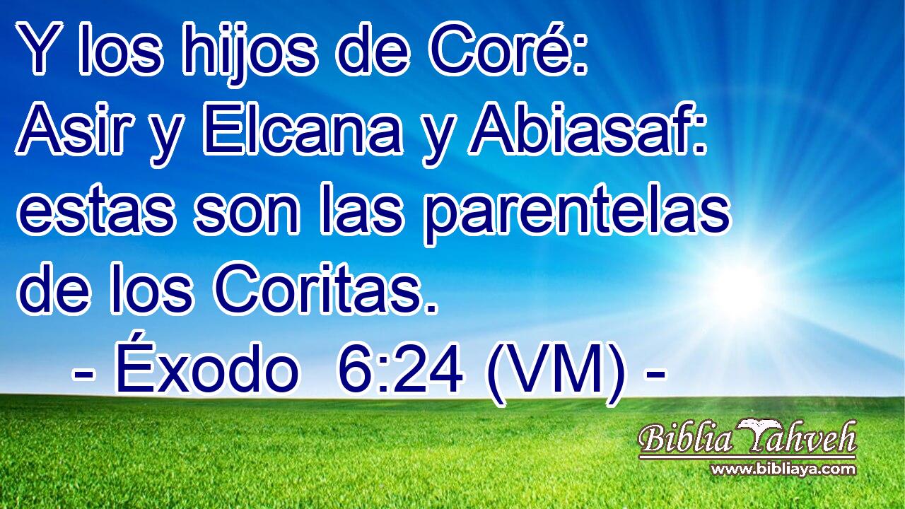  Y los hijos de Coré: Asir y Elcana y Abiasaf: estas son las parentelas de los Coritas. 