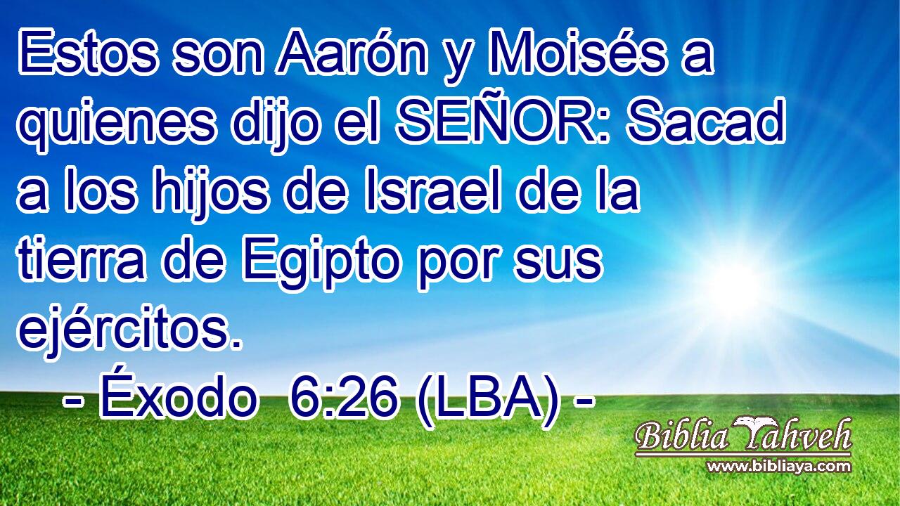 Estos son Aarón y Moisés a quienes dijo el SEÑOR: Sacad a los hijos de Israel de la tierra de Egipto por sus ejércitos.