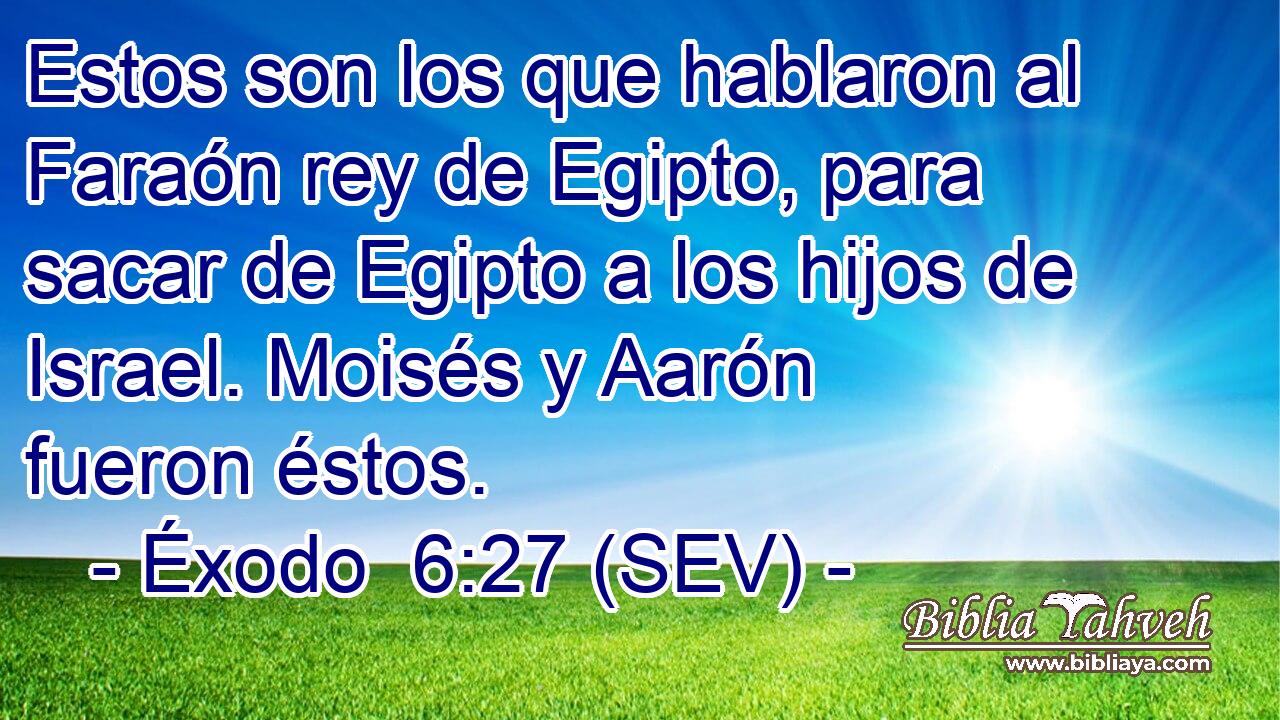 Estos son los que hablaron al Faraón rey de Egipto, para sacar de Egipto a los hijos de Israel. Moisés y Aarón fueron éstos.