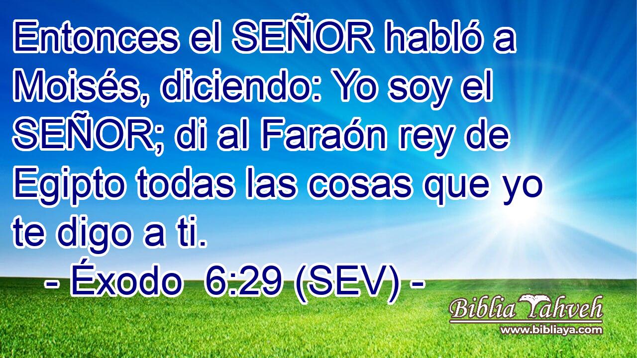 Entonces el SEÑOR habló a Moisés, diciendo: Yo soy el SEÑOR; di al Faraón rey de Egipto todas las cosas que yo te digo a ti.