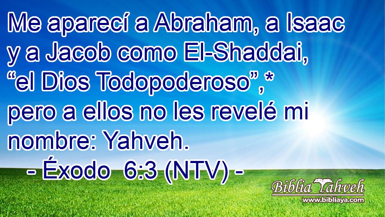 Me aparecí a Abraham, a Isaac y a Jacob como El-Shaddai, “el Dios Todopoderoso”,* pero a ellos no les revelé mi nombre: Yahveh.