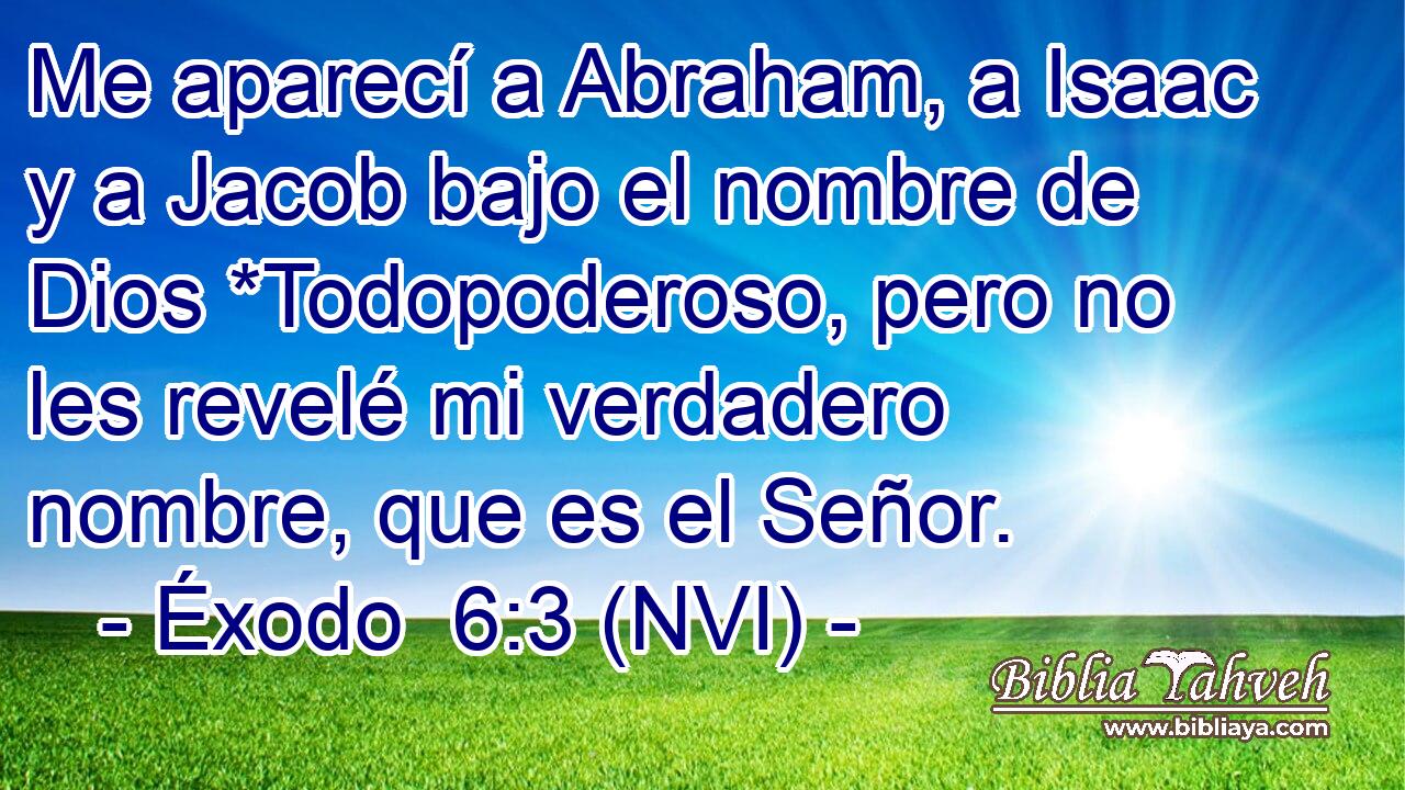  Me aparecí a Abraham, a Isaac y a Jacob bajo el nombre de Dios *Todopoderoso, pero no les revelé mi verdadero nombre, que es el Señor. 