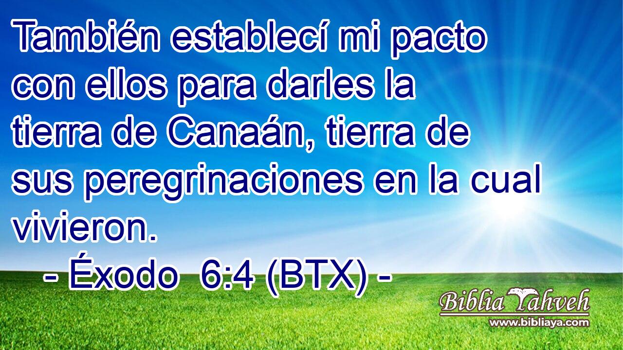 También establecí mi pacto con ellos para darles la tierra de Canaán, tierra de sus peregrinaciones en la cual vivieron.