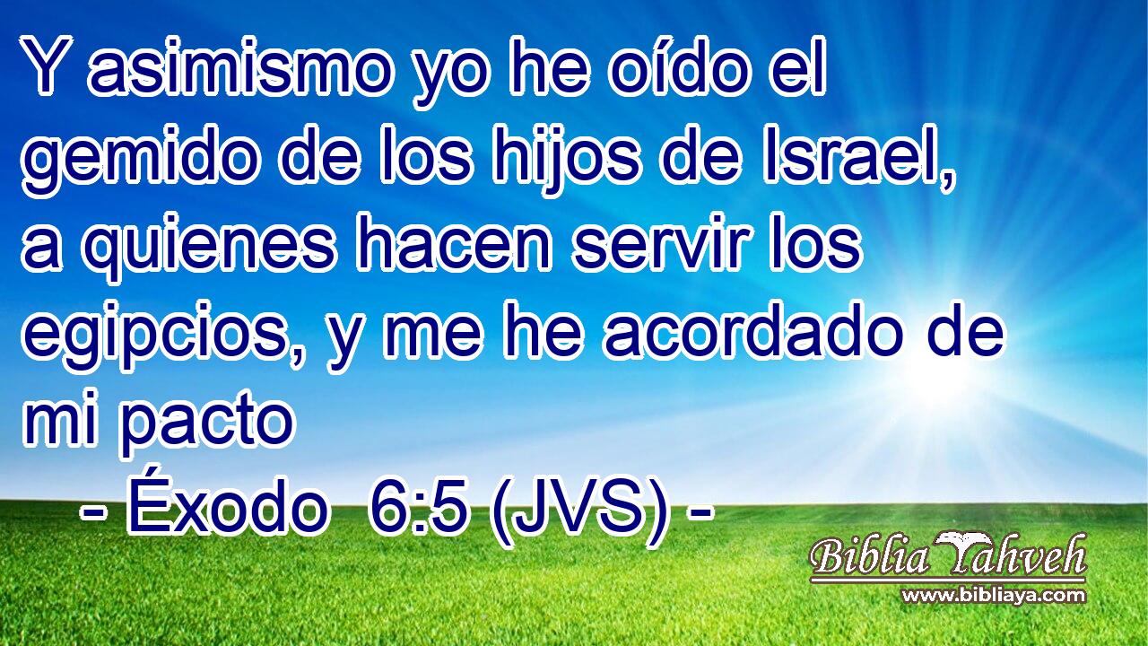 Y asimismo yo he oído el gemido de los hijos de Israel, a quienes hacen servir los egipcios, y me he acordado de mi pacto