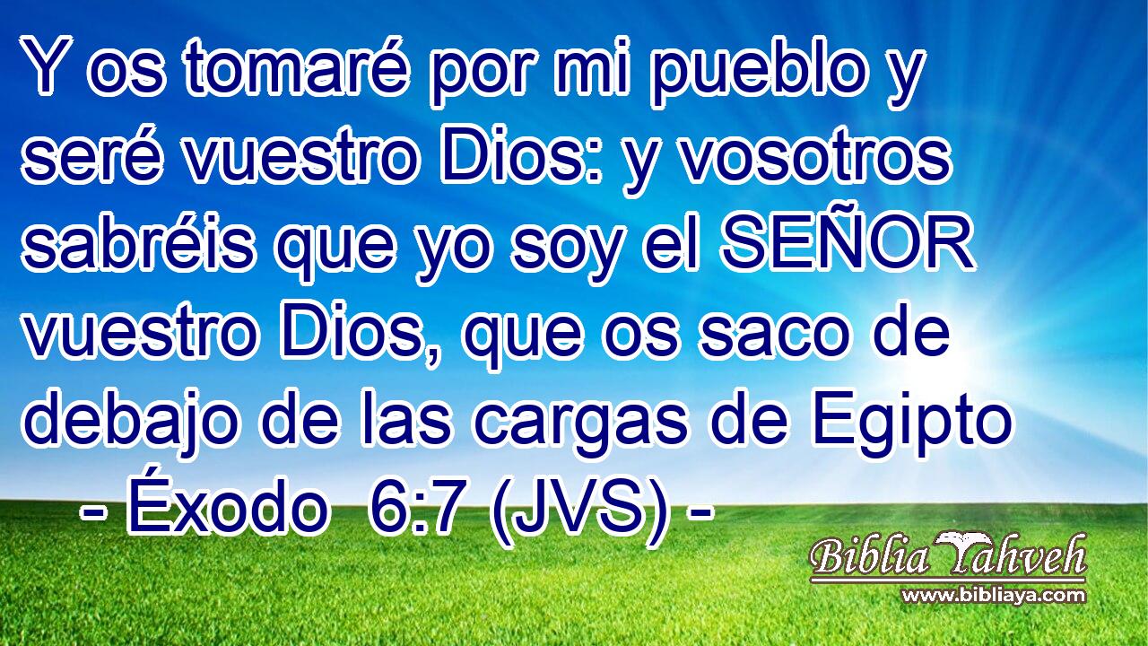 Y os tomaré por mi pueblo y seré vuestro Dios: y vosotros sabréis que yo soy el SEÑOR vuestro Dios, que os saco de debajo de las cargas de Egipto
