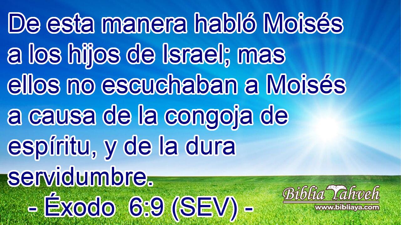 De esta manera habló Moisés a los hijos de Israel; mas ellos no escuchaban a Moisés a causa de la congoja de espíritu, y de la dura servidumbre.