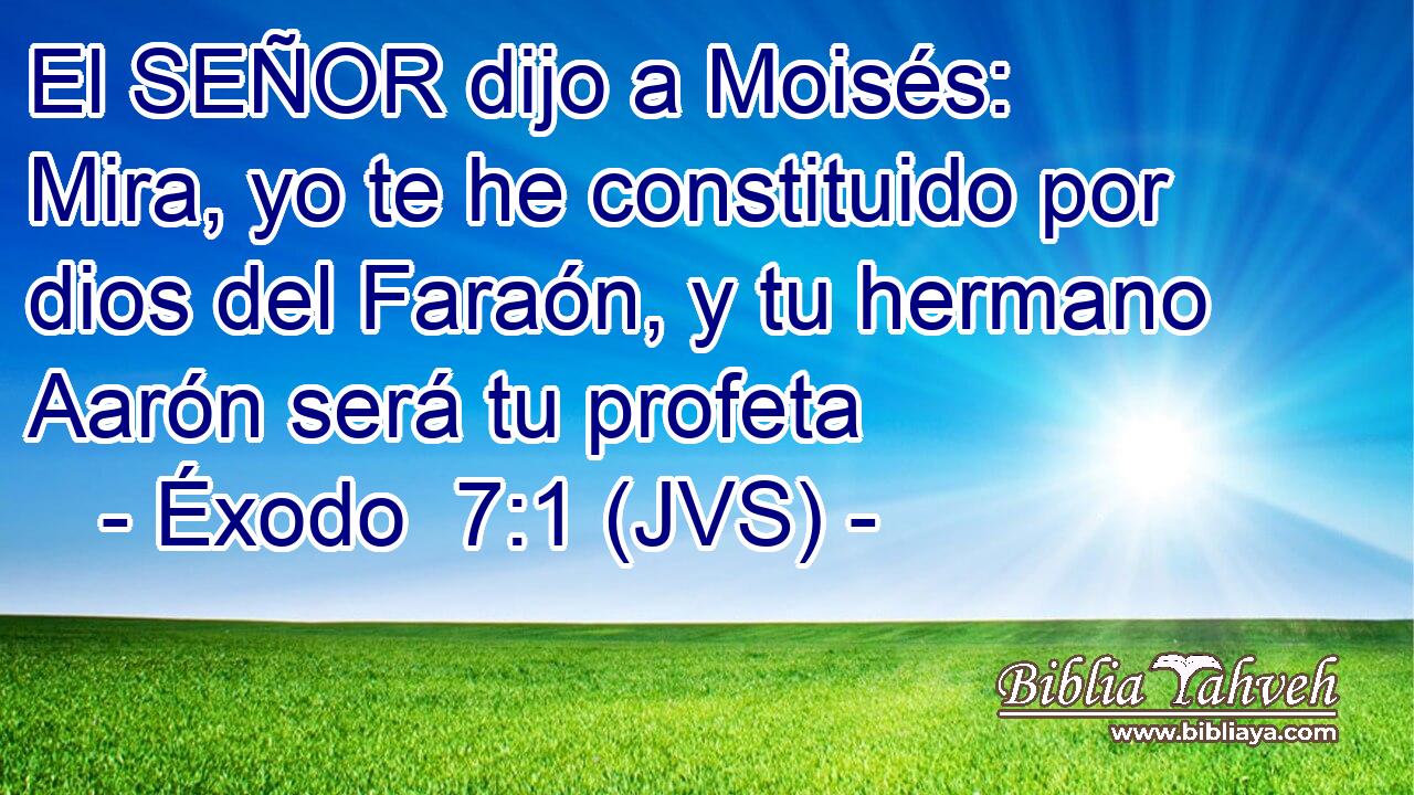 El SEÑOR dijo a Moisés: Mira, yo te he constituido por dios del Faraón, y tu hermano Aarón será tu profeta
