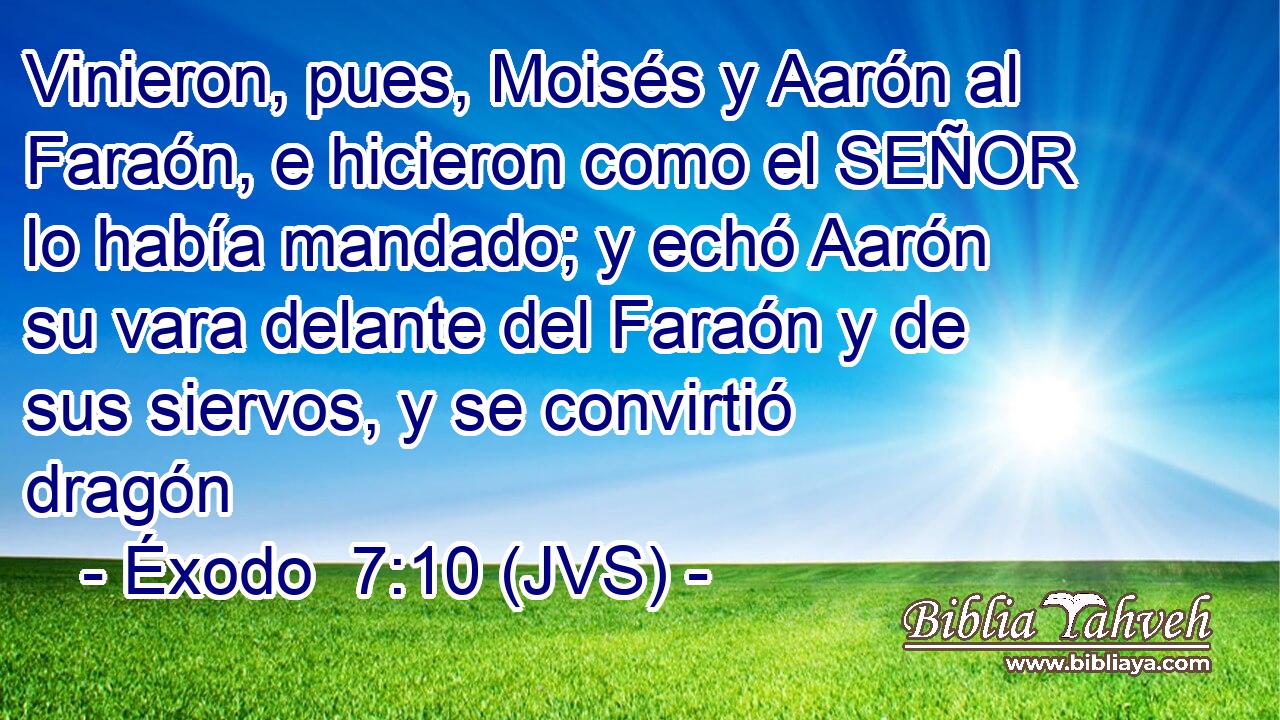 Vinieron, pues, Moisés y Aarón al Faraón, e hicieron como el SEÑOR lo había mandado; y echó Aarón su vara delante del Faraón y de sus siervos, y se convirtió dragón