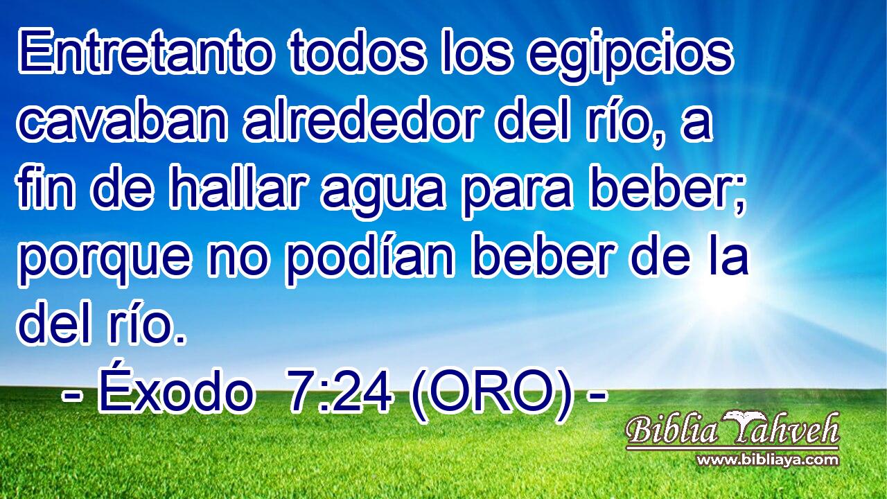  Entretanto todos los egipcios cavaban alrededor del río, a fin de hallar agua para beber; porque no podían beber de la del río. 