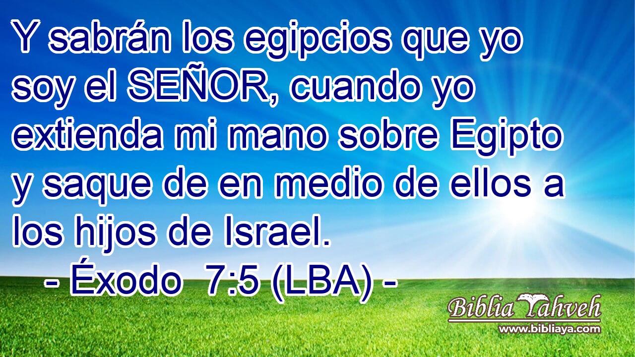 Y sabrán los egipcios que yo soy el SEÑOR, cuando yo extienda mi mano sobre Egipto y saque de en medio de ellos a los hijos de Israel.