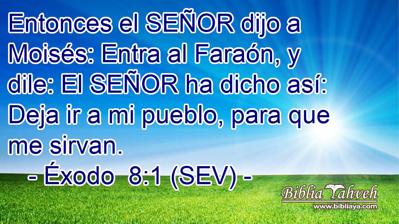 Entonces el SEÑOR dijo a Moisés: Entra al Faraón, y dile: El SEÑOR ha dicho así: Deja ir a mi pueblo, para que me sirvan.