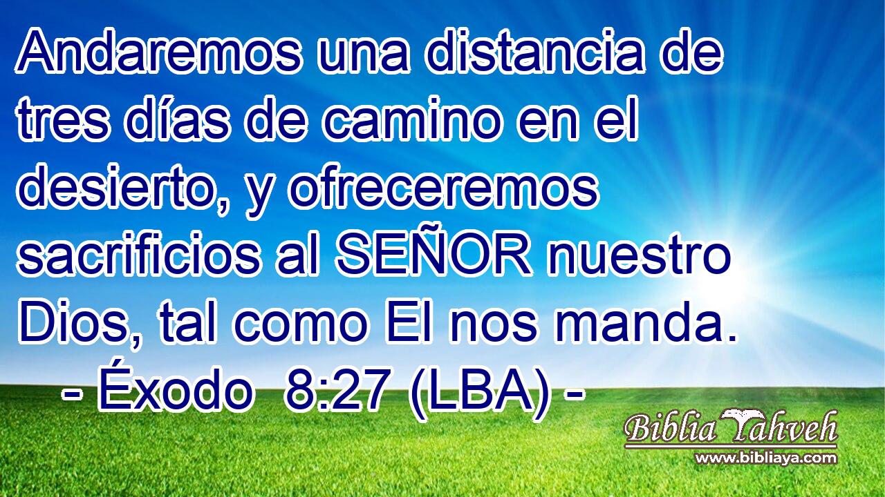 Andaremos una distancia de tres días de camino en el desierto, y ofreceremos sacrificios al SEÑOR nuestro Dios, tal como El nos manda.