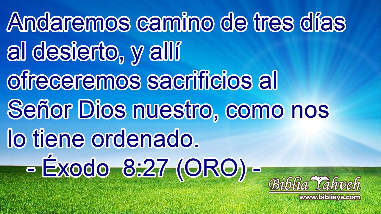 Andaremos camino de tres días al desierto, y allí ofreceremos sacrificios al Señor Dios nuestro, como nos lo tiene ordenado. 