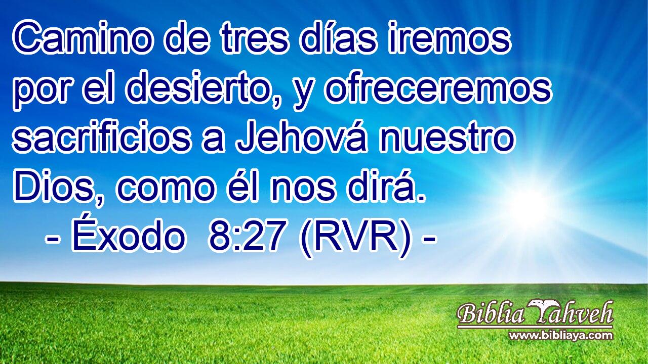 Camino de tres días iremos por el desierto, y ofreceremos sacrificios a Jehová nuestro Dios, como él nos dirá.