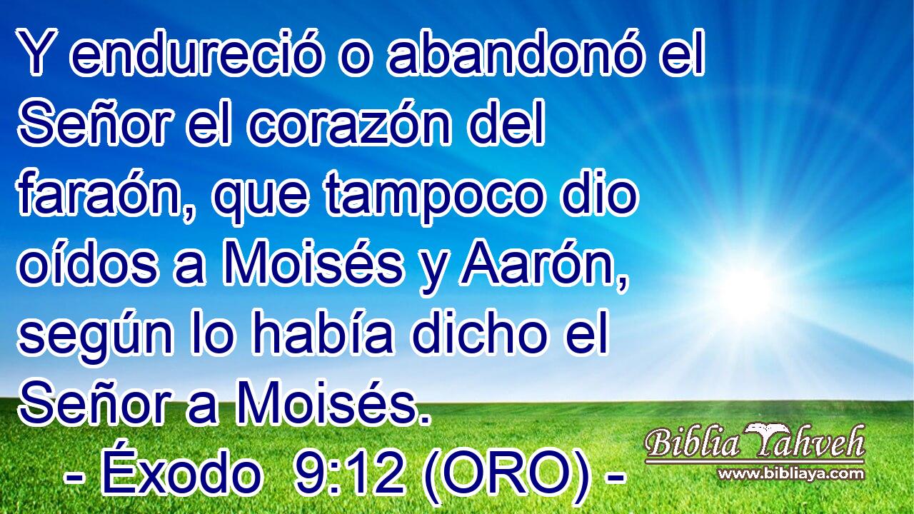  Y endureció o abandonó el Señor el corazón del faraón, que tampoco dio oídos a Moisés y Aarón, según lo había dicho el Señor a Moisés. 
