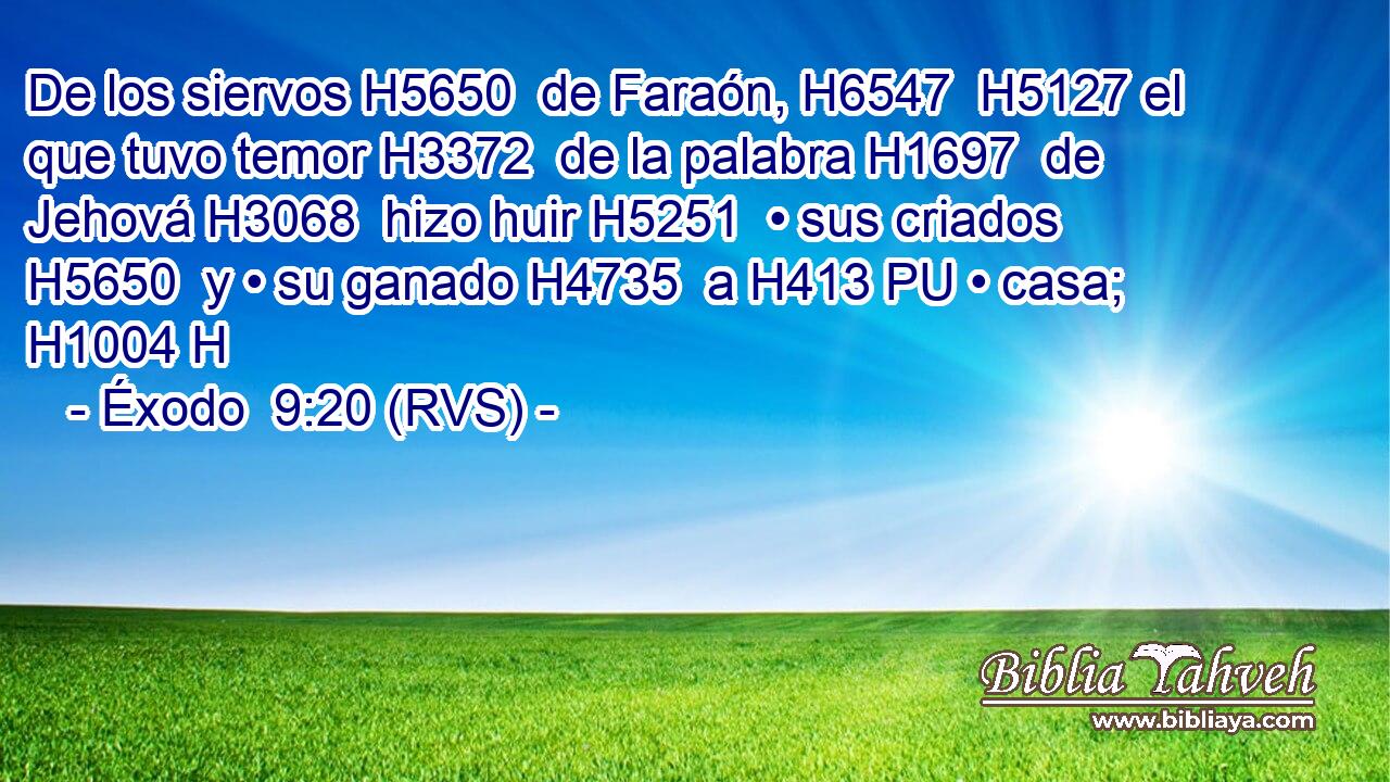 De los siervos H5650  de Faraón, H6547  H5127 el que tuvo temor H3372  de la palabra H1697  de Jehová H3068  hizo huir H5251  • sus criados H5650  y • su ganado H4735  a H413 PU • casa; H1004 H 