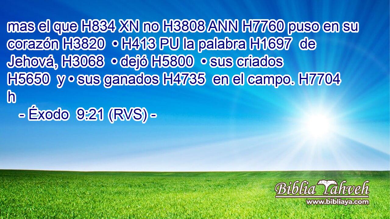 mas el que H834 XN no H3808 ANN H7760 puso en su corazón H3820  • H413 PU la palabra H1697  de Jehová, H3068  • dejó H5800  • sus criados H5650  y • sus ganados H4735  en el campo. H7704 h 