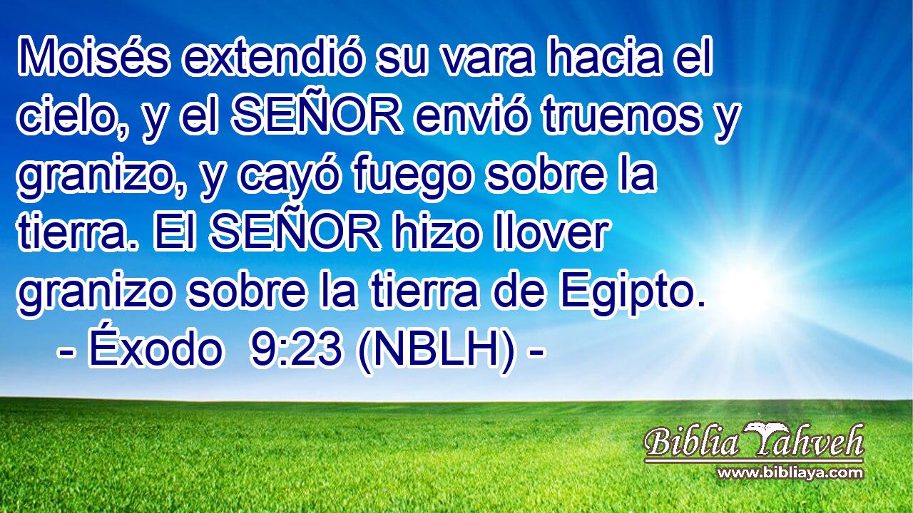  Moisés extendió su vara hacia el cielo, y el SEÑOR envió truenos y granizo, y cayó fuego sobre la tierra. El SEÑOR hizo llover granizo sobre la tierra de Egipto. 