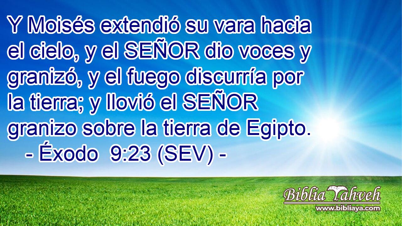 Y Moisés extendió su vara hacia el cielo, y el SEÑOR dio voces y granizó, y el fuego discurría por la tierra; y llovió el SEÑOR granizo sobre la tierra de Egipto.