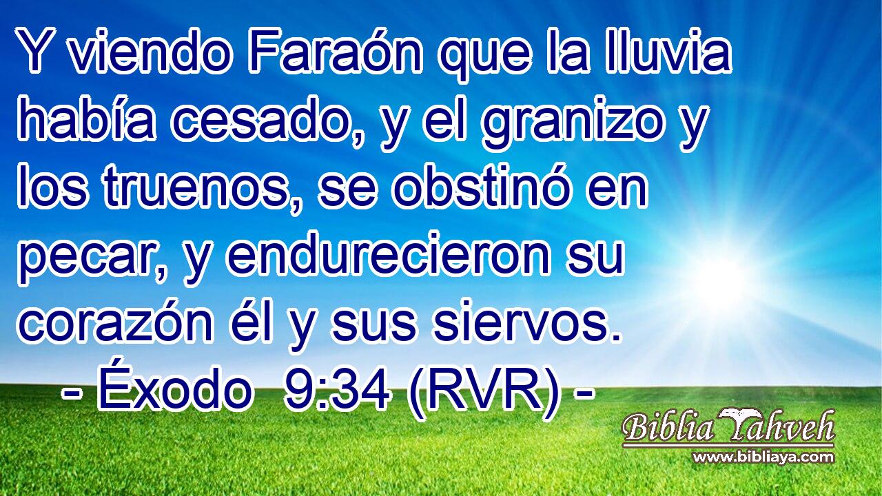 Y viendo Faraón que la lluvia había cesado, y el granizo y los truenos, se obstinó en pecar, y endurecieron su corazón él y sus siervos.