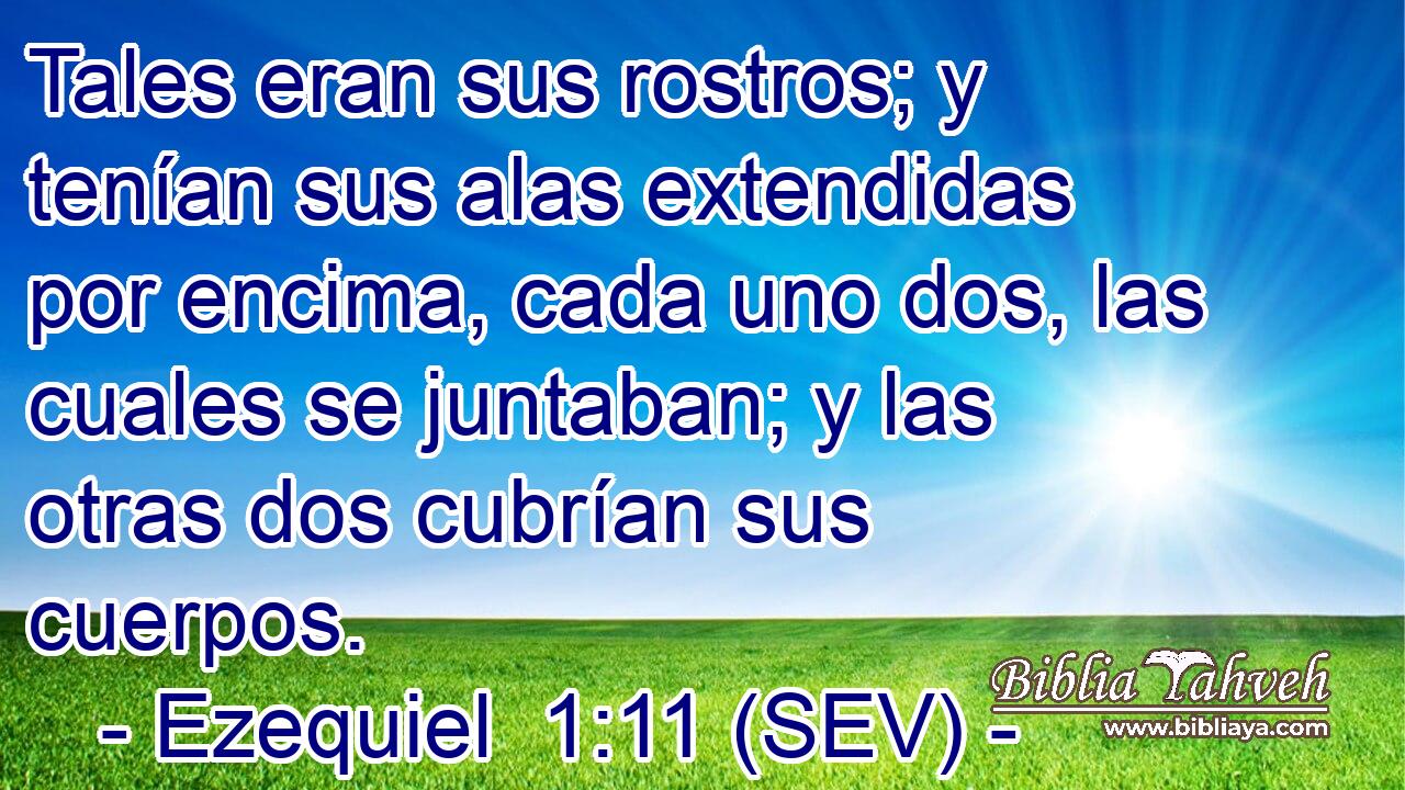 Tales eran sus rostros; y tenían sus alas extendidas por encima, cada uno dos, las cuales se juntaban; y las otras dos cubrían sus cuerpos.