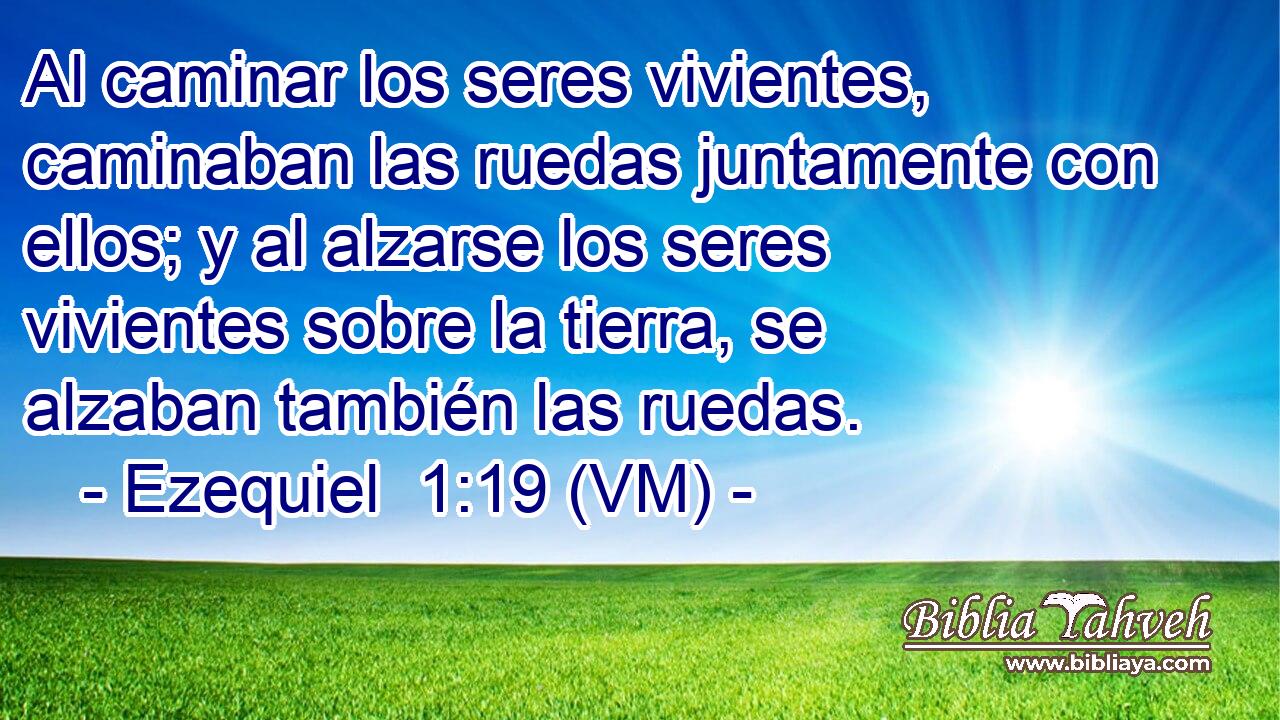  Al caminar los seres vivientes, caminaban las ruedas juntamente con ellos; y al alzarse los seres vivientes sobre la tierra, se alzaban también las ruedas. 