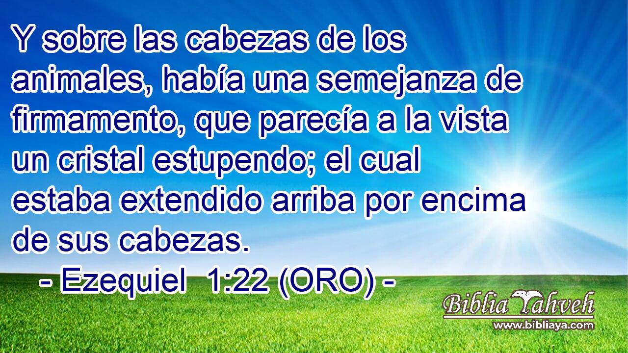  Y sobre las cabezas de los animales, había una semejanza de firmamento, que parecía a la vista un cristal estupendo; el cual estaba extendido arriba por encima de sus cabezas. 
