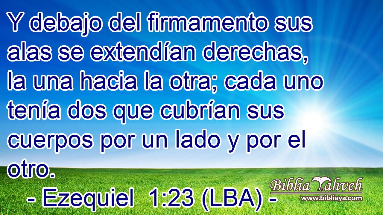Y debajo del firmamento sus alas se extendían derechas, la una hacia la otra; cada uno tenía dos que cubrían sus cuerpos por un lado y por el otro.