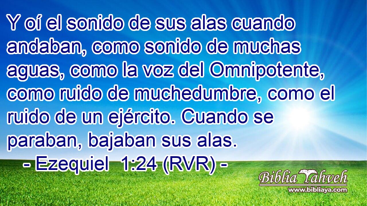Y oí el sonido de sus alas cuando andaban, como sonido de muchas aguas, como la voz del Omnipotente, como ruido de muchedumbre, como el ruido de un ejército. Cuando se paraban, bajaban sus alas.