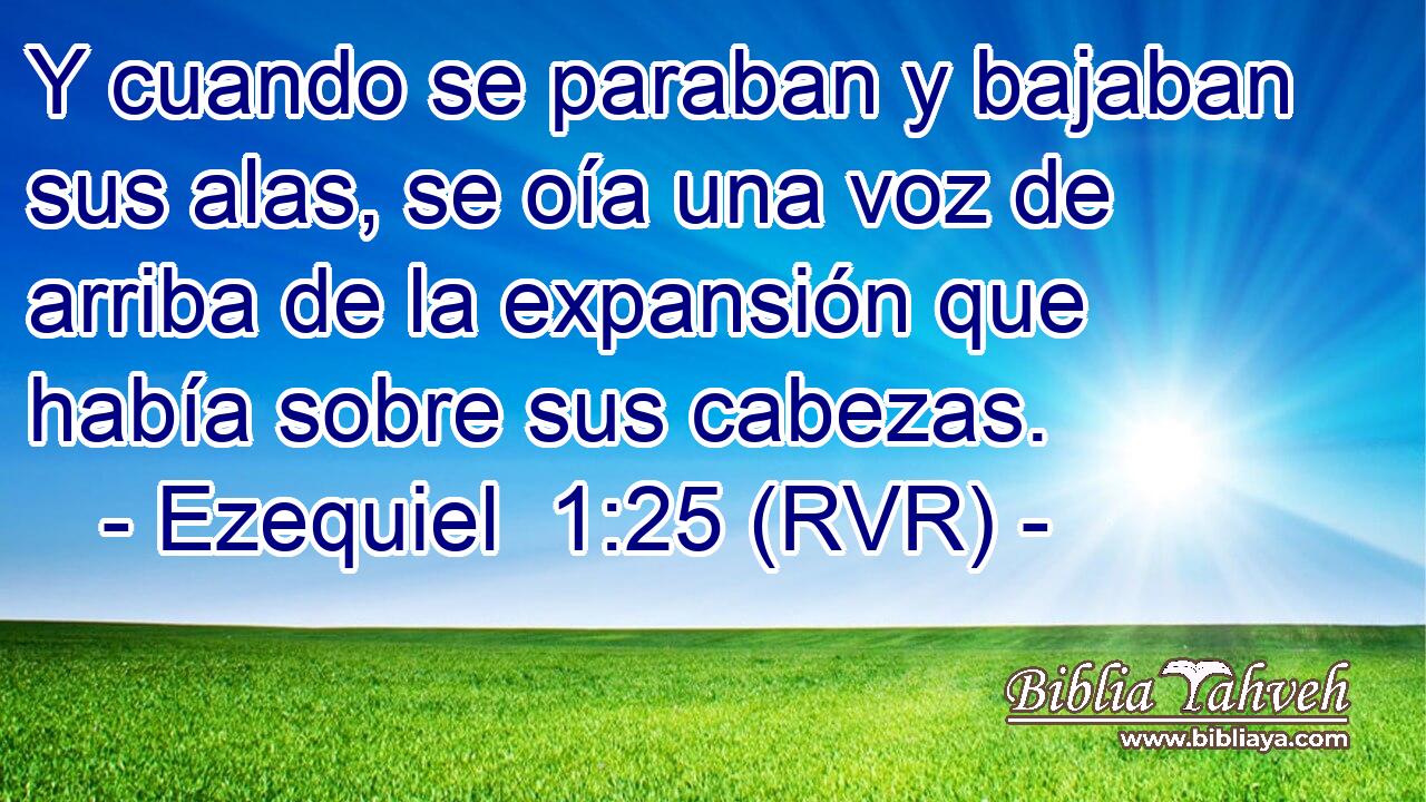 Y cuando se paraban y bajaban sus alas, se oía una voz de arriba de la expansión que había sobre sus cabezas.