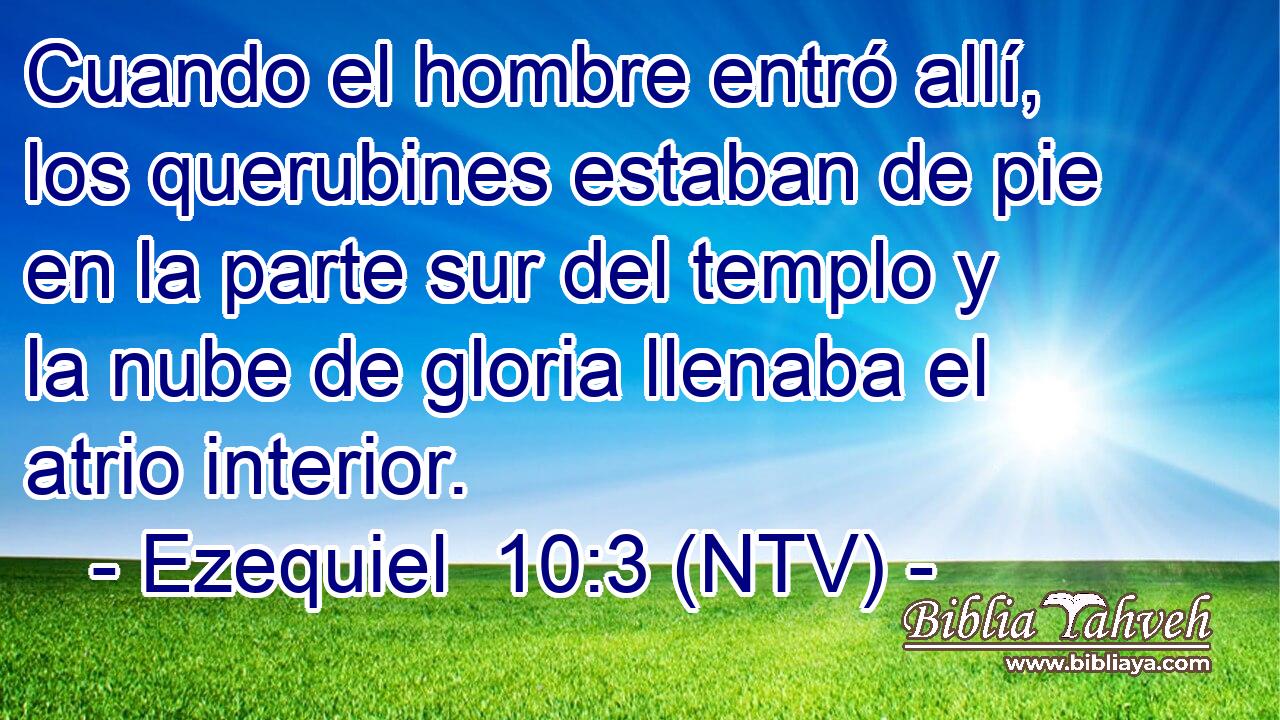 Cuando el hombre entró allí, los querubines estaban de pie en la parte sur del templo y la nube de gloria llenaba el atrio interior.