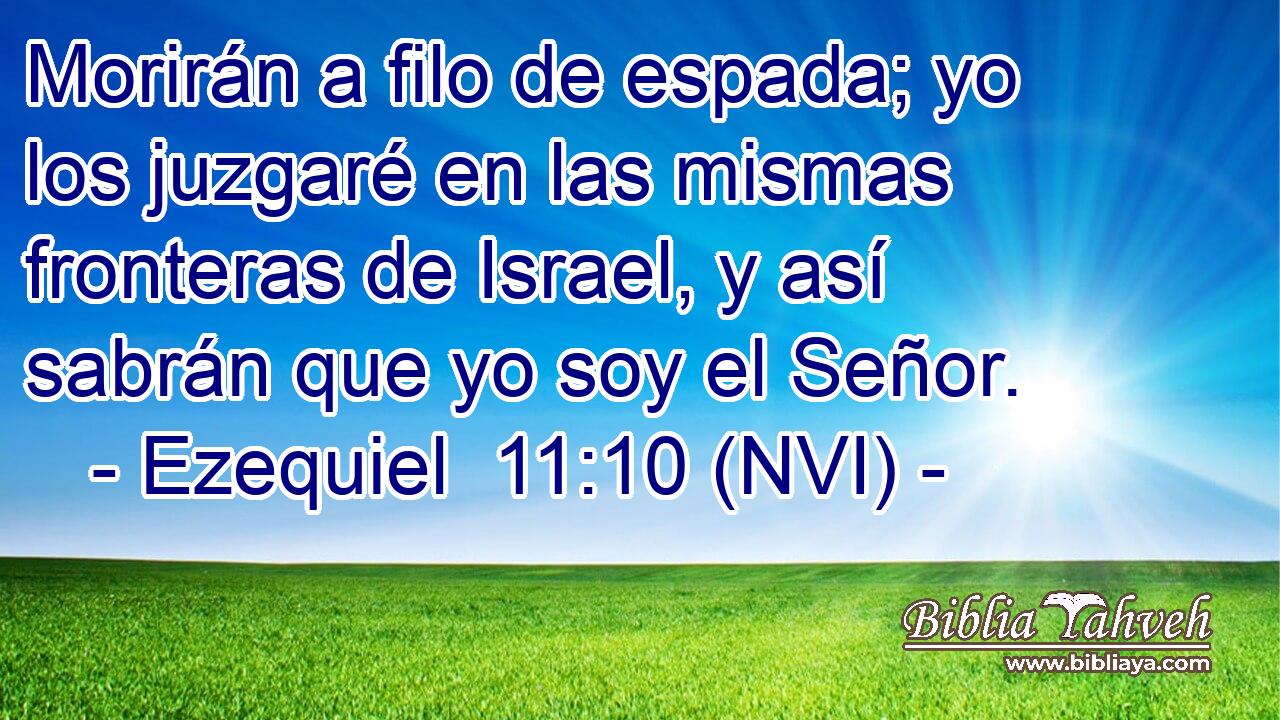  Morirán a filo de espada; yo los juzgaré en las mismas fronteras de Israel, y así sabrán que yo soy el Señor. 