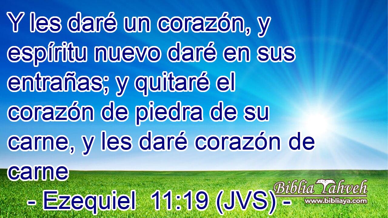 Y les daré un corazón, y espíritu nuevo daré en sus entrañas; y quitaré el corazón de piedra de su carne, y les daré corazón de carne