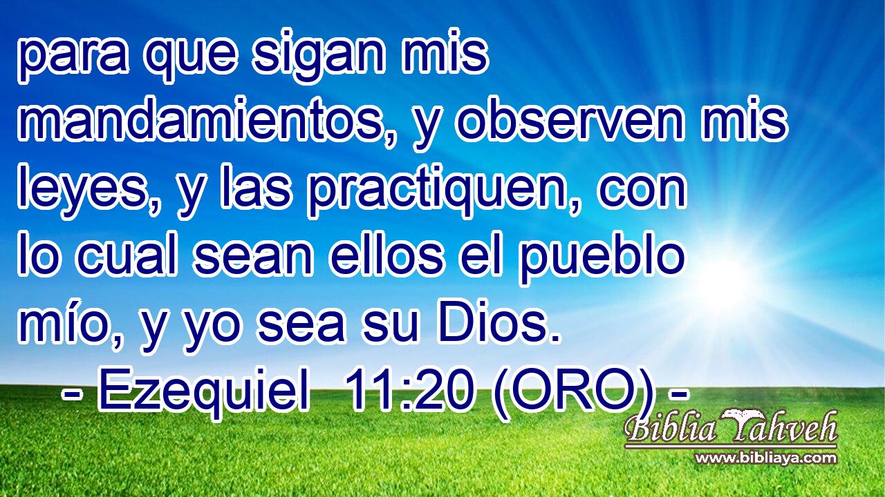  para que sigan mis mandamientos, y observen mis leyes, y las practiquen, con lo cual sean ellos el pueblo mío, y yo sea su Dios. 