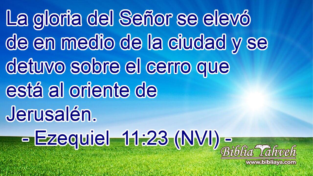  La gloria del Señor se elevó de en medio de la ciudad y se detuvo sobre el cerro que está al oriente de Jerusalén. 
