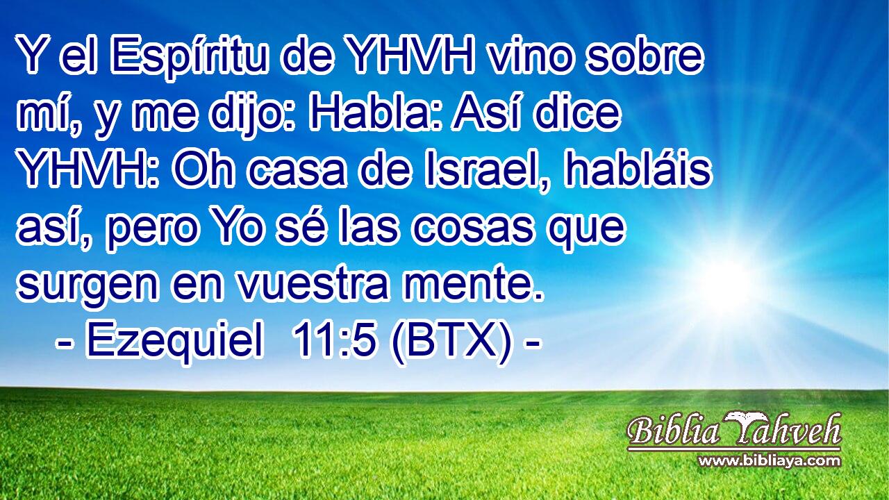 Y el Espíritu de YHVH vino sobre mí, y me dijo: Habla: Así dice YHVH: Oh casa de Israel, habláis así, pero Yo sé las cosas que surgen en vuestra mente.