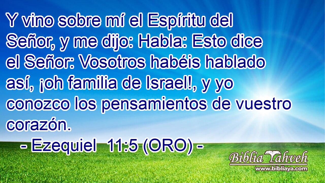 Y vino sobre mí el Espíritu del Señor, y me dijo: Habla: Esto dice el Señor: Vosotros habéis hablado así, ¡oh familia de Israel!, y yo conozco los pensamientos de vuestro corazón. 